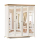Шкаф четырехстворчатый с 4 зеркалами Вилладжио Алебастр/Дуб золотой_8