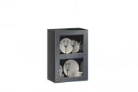 Шкаф кухонный 450 со стеклом Тип 1 Мокка ЛД 274.330.000.151 Черный Дуб фактурный антрацит_7