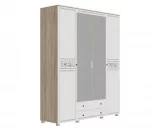 Шкаф четырехстворчатый Мадлен 06 Дуб сонома светлый Ясень белый Серебро_2