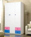 Шкаф 3-х дверный с ящиками Радуга Белый/Ярко-розовый/Синий_7