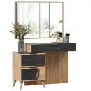 Стол туалетный с зеркалом Шелли Дуб золотой Камень Пьетра чёрный_0