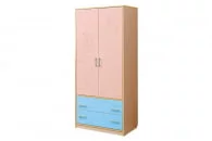 Шкаф 2-дверный Юниор-12.2 МДФ матовый Дуб молочный/Лайм/Оранжевый_1