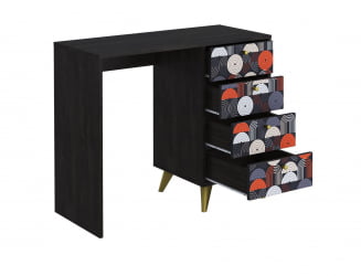 Стол письменный с тумбой Фьюжн СП-006 АРТ  Угольный камень/VINIL