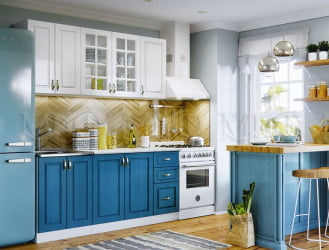 Кухонный гарнитур Констанция 1,8 компановка №3 Белый/Джинс