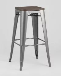 Стул барный TOLIX WOOD Серебристый