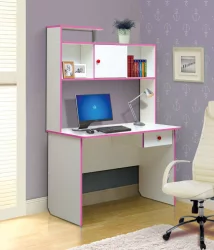 Письменный стол с надстройкой компьютерный №9 Белый/Оранжевый