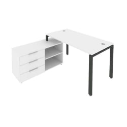 Рабочая станция на П-образном м/к с опорной тумбой левая Metal System Б.РС-СТС-2.3 Л Белый/Антрацит