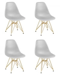 Стул обеденный ДОБРИН ДСР (ножки золотые, цвет светло-серый (ГР-01)) 4 шт / DOBRIN DSR (GR-01))