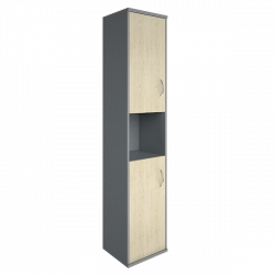 Шкаф высокий узкий левый Рива А.СУ-1.5 Л Клен/Металлик / Riva