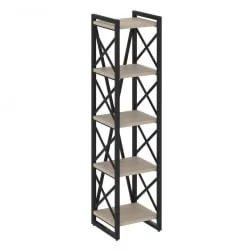 Стеллаж на регулируемых опорах - 5 полок ЛОФТ ВР.Л-МСТ.О-5.4 Металл черный Дуб Аттик / LOFT VR.L-MST.O-5.4