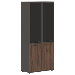 Шкаф комбинированный  с дверьми в металлической раме ЕДИС ЕХCС 85.7 Дуб Денвер темный Мокко Мокко / EDIS EHCS