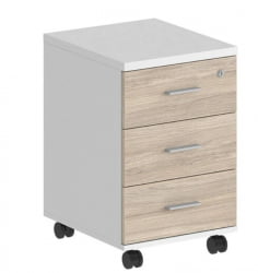 Тумба мобильная с тремя ящиками Сигма СГ.611.ВХ.ОЛ Белый Дуб светлый / Sigma SG.611.WH.OL