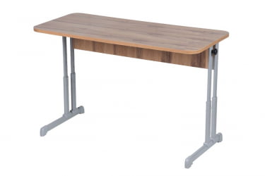 Парта двухместная эргономическая (рост 3-7) Белая ЛДСП/Серая кромка/Металл Серый