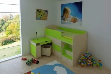 Кровать-стол Малыш Дуб/Лайм