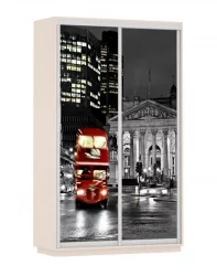 Черный шкаф-купе Экспресс Дуо 1400х2400х Лондон/Дуб молочный / 1400х2400h