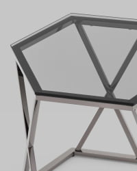 Журнальный столик Круз 48*42 стекло smoke сталь Темный хром