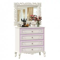 Комод с 4 ящиками и зеркалом Маркиза 01 Алебастр