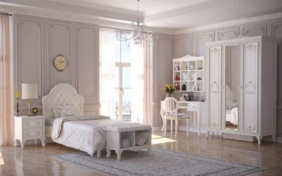 Кровать односпальная 900 Луиза ЛД 665.260.000.001 Алебастр Шампань