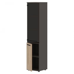 Шкаф-колонка комбинированная левая ЕДИС ЕХCС 42.2 Л Дуб Денвер светлый Черный Мокко / EDIS EHCS L