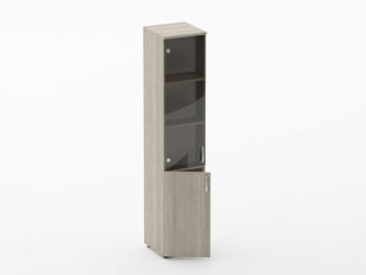 Шкаф высокий со стеклом Глассй 6.19.15Л Дуб сантана светлый / Glassy