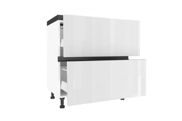 Тумба кухонная 800 с 2 ящиками ЛЮКС (4) Шервуд ЛД 281.940.000.153 Белый Белый глянец