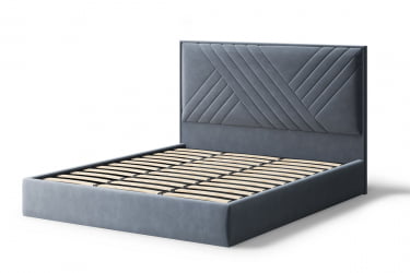 Кровать МИРА 2000*1600мм (без опор), велюр Бренди лайт 28 (серый), (б/основания, б/матраса)
