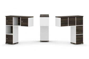 Надставка на стол низкая односторонняя + задняя стенка (5шт.) + распашной фасад (3 шт.) CONCEPT CN.ONN-002 Дуб Мали Белый бриллиант Белый металл