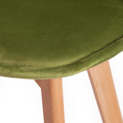 Стул TULIP SOFT (mod. 74) / 1 шт. в упаковке вельвет/дерево , 54 х 47 х 83 см , зеленый (HLR 54)/натуральный