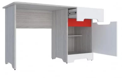 Стол для школьника Палермо-3 Юниор Белый глянец Ясень шимо светлый Красный