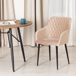 Кресло BREMO (mod. 708) ткань/металл, 58х55х83 см, высота до сиденья 48 см, бежевый barkhat 5/черный