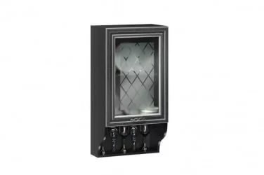 Шкаф кухонный 500 с открытой полкой со стеклом Италия ЛД 275.547.000 Черный Дуб темный
