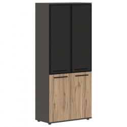 Шкаф комбинированный  с дверьми в металлической раме ЕДИС ЕХCС 85.7 Дуб Денвер светлый Черный Мокко / EDIS EHCS