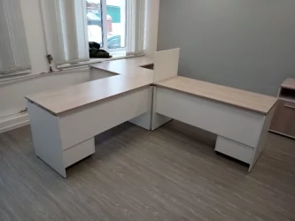 Стол прямой Дека ЛДСП каркас 75.06.14 Дуб Сантана светлый/Белый / Deka