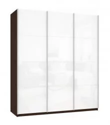 Шкаф-купе трехдверный Прайм 2100 Белое стекло/Белое стекло/Белое стекло Венге