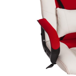 Кресло DRIVER (22) кож/зам/ткань, белый/красный, 36-01/TW-08