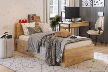 Стол Юниор SMU-01 дуб крафт золотой/черный муар