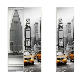 Узкий шкаф в прихожую Iron Box Print (правый) Венге