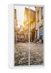 Шкаф-купе в коридор Экспресс Хит Улица/Белый снег