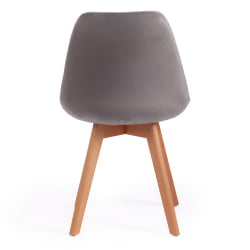 Стул TULIP SOFT (mod. 74) вельвет/дерево , 54 х 47 х 83 см , светло-серый (HLR19)/натуральный