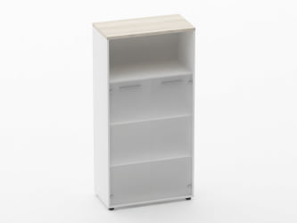 Шкаф 3 широкий 2 стеклянные двери, с нишей Deka 10.16.161 Дуб Сантана светлый/Белый