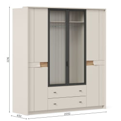 Шкаф четырехстворчатый Нильс ЛД 423.010.000 Кашемир/Дуб Тортуга