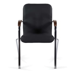 Кресло для приемных BRABIX Samba CF-105 BOX-2 хром каркас накладки орех, кожзам Черный