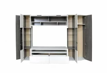 Стенка Элена Лайт 1 Ясень Черный Бодега Белый