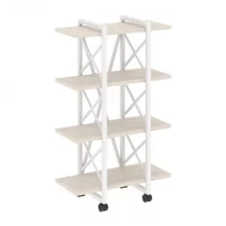 Стеллаж на колесных опорах - 4 полки LOFT  VR.L-MST.K-4.4V Металл белый Денвер светлый