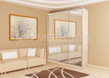 Шкаф-купе с зеркалом в прихожую Бассо 4-600 Дуб млечный