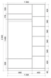 Шкаф-купе Хит-24-14-77 Орхидея Ясень шимо светлый