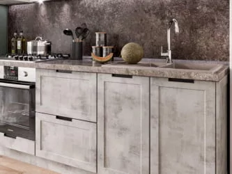 Кухонный гарнитур Джамис №2 Белый кашмир Белый камень