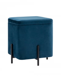 Пуф Грейс квадрат с ящиком велюр Синий