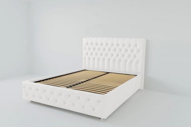 Мягкая интерьерная кровать "Версаль" с ортопедическими латами (металл) Материал фасада: Искусственная кожа; Спальное место: 800х2000 мм; Цвет фасада: Белый; Цвет корпуса: Белый 