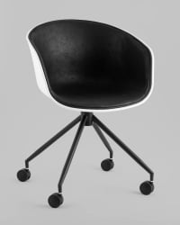 Кресло офисное LIBRA пластик белый экокожа черная на колесиках